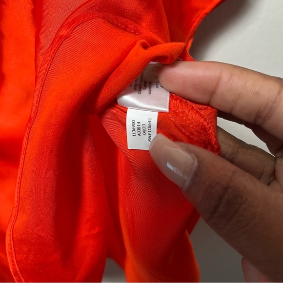 NEW Lane‎ Bryant Women Blouse 18 Red Relaxed Flutter-Sleeve Mock-Neck Top Satin - Picture 7 of 16